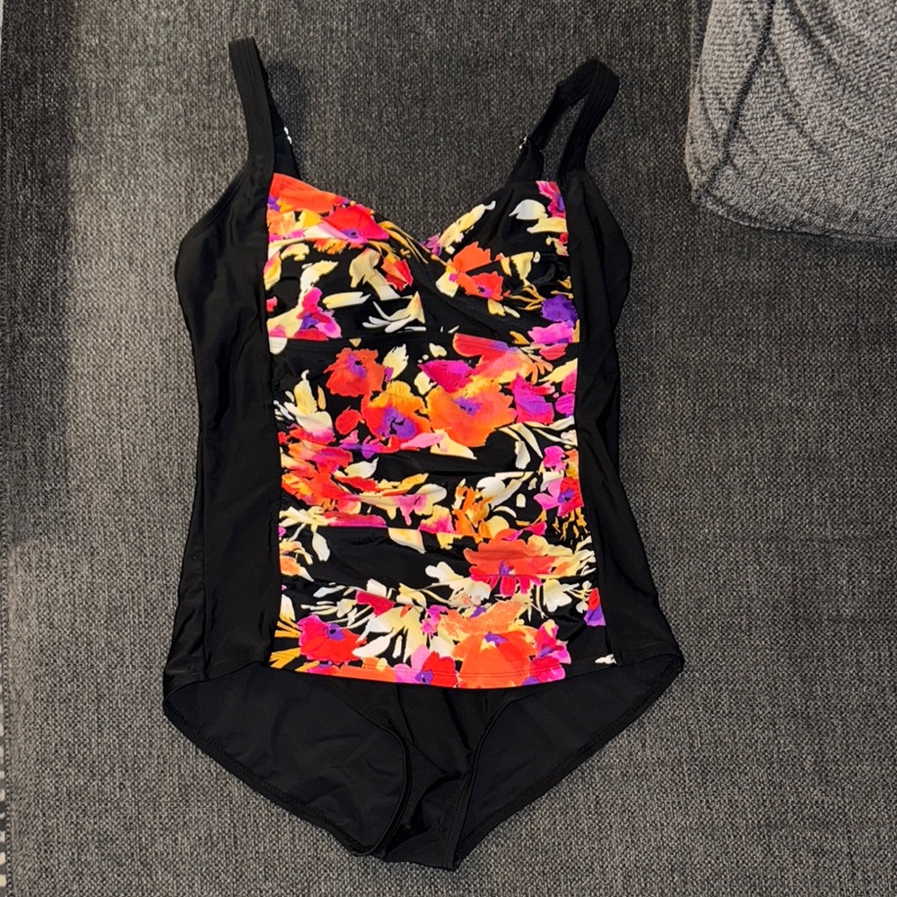 Tropical Escape Women's Black One Piece Swimsuit